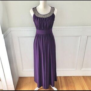 Sandiva purple Embellished formal ball maxi dress